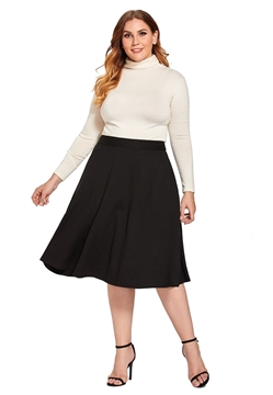 Picture of Plus Size Knee Length Flare Skirt With Side Pockets