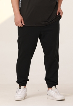 Plus size men's track pants available in black color.
