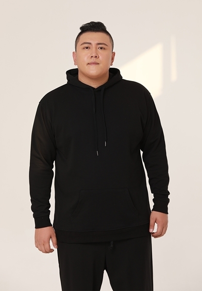 Plus size hooded long sleeve sweater.