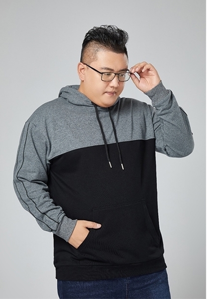 VIMEN Grey&black plus size men hoodie